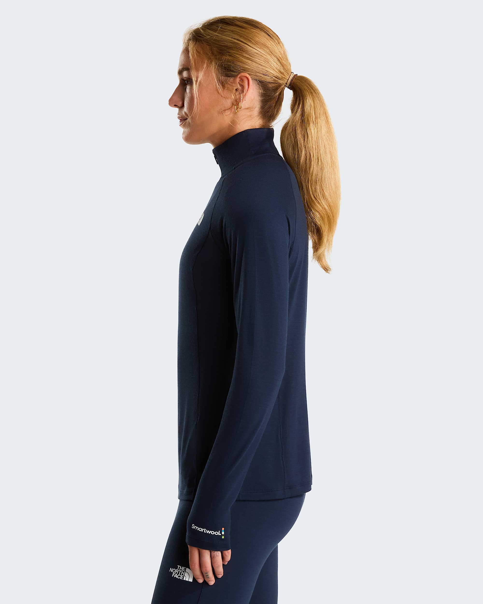 Top de manga comprida em l Merino com fecho de correr de 14 TNF x Smartwool para mulher TNF alt2