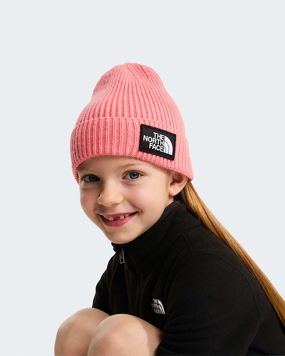 Bonnet  revers et logo carr TNF pour enfant TNF Coral Crush ALT1