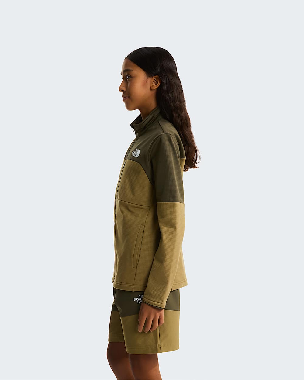 Hiketussenlaagjas met volledige rits voor tieners TNF New Taupe GreenCedar ALT10