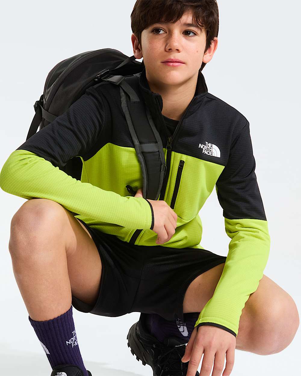 Hike MidlayerJacke mit durchgehendem RV fr Jugendliche TNF TNF BlackFizz Lime ALT7