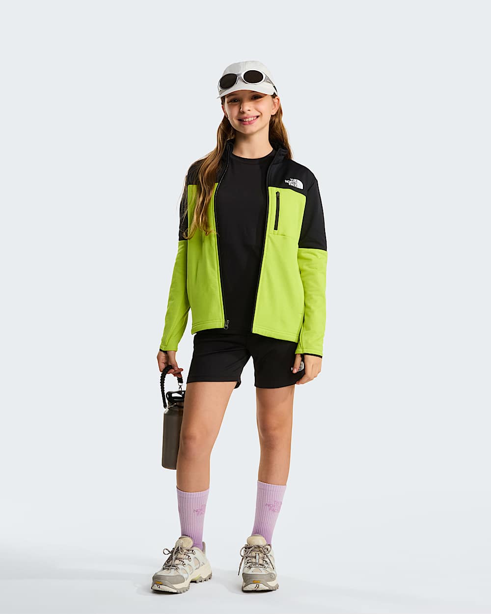 Hike MidlayerJacke mit durchgehendem RV fr Jugendliche TNF TNF BlackFizz Lime ALT8
