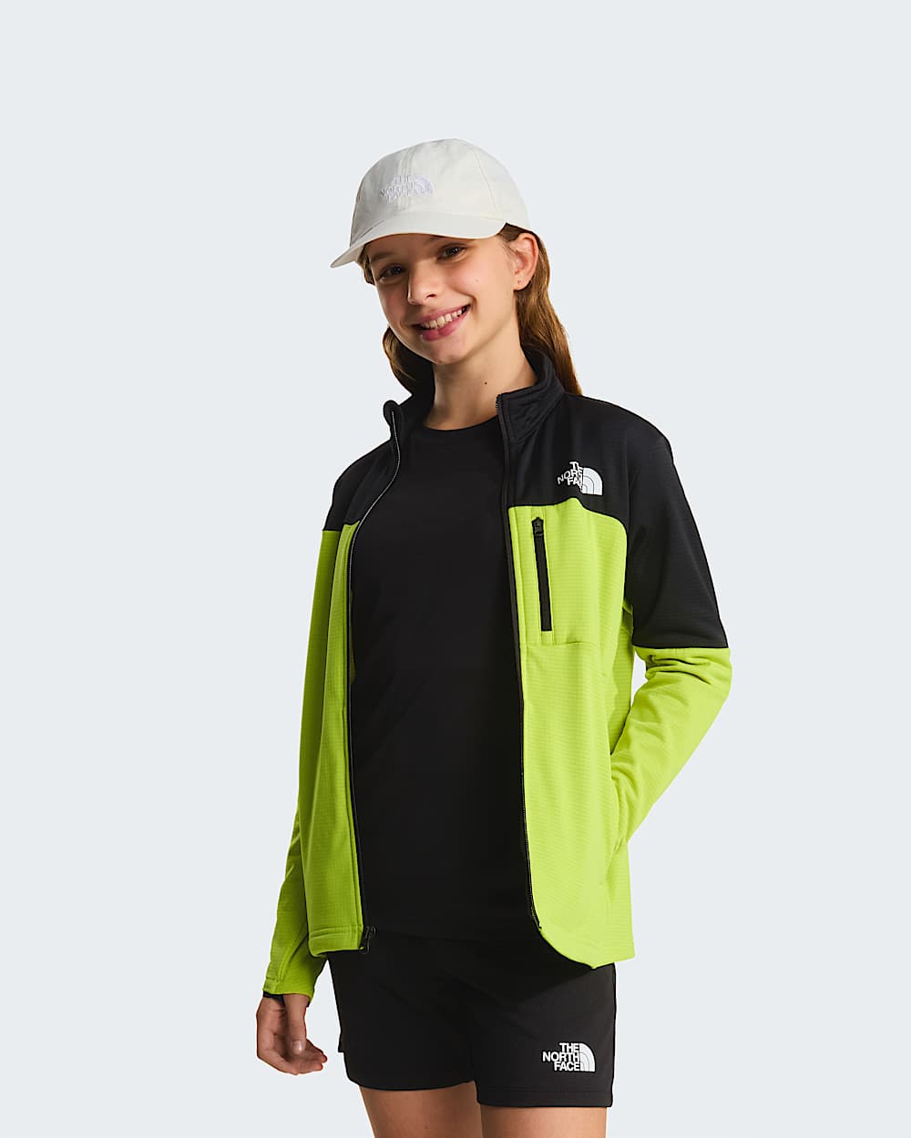 Hike MidlayerJacke mit durchgehendem RV fr Jugendliche TNF TNF BlackFizz Lime ALT11