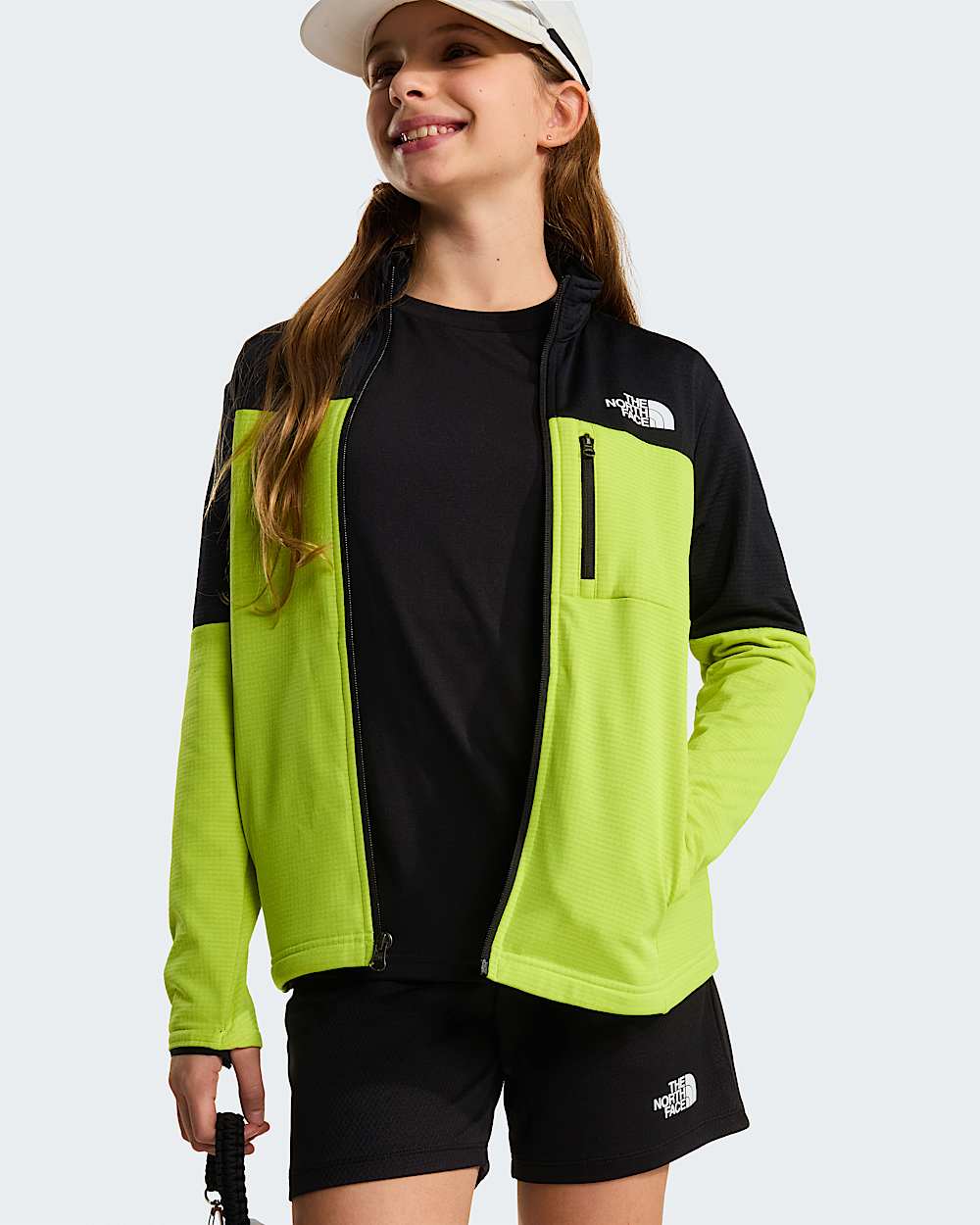Hike MidlayerJacke mit durchgehendem RV fr Jugendliche TNF TNF BlackFizz Lime ALT12