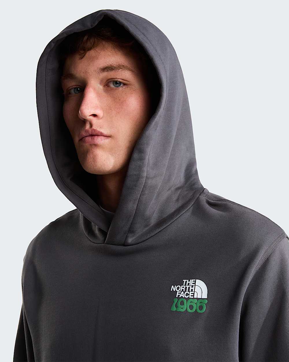 1966 Motion relaxt geschnittener Kapuzenpulli mit Grafik in Unisex TNF Anthracite Grey ALT6