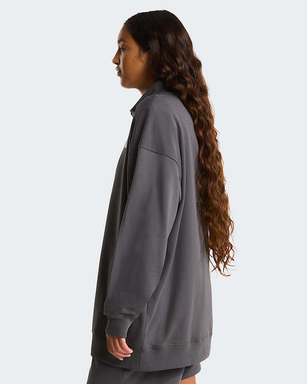 Essential leicht  relaxt geschnittenes Sweatshirt mit 14langem RV in Unisex TNF Anthracite Grey ALT10