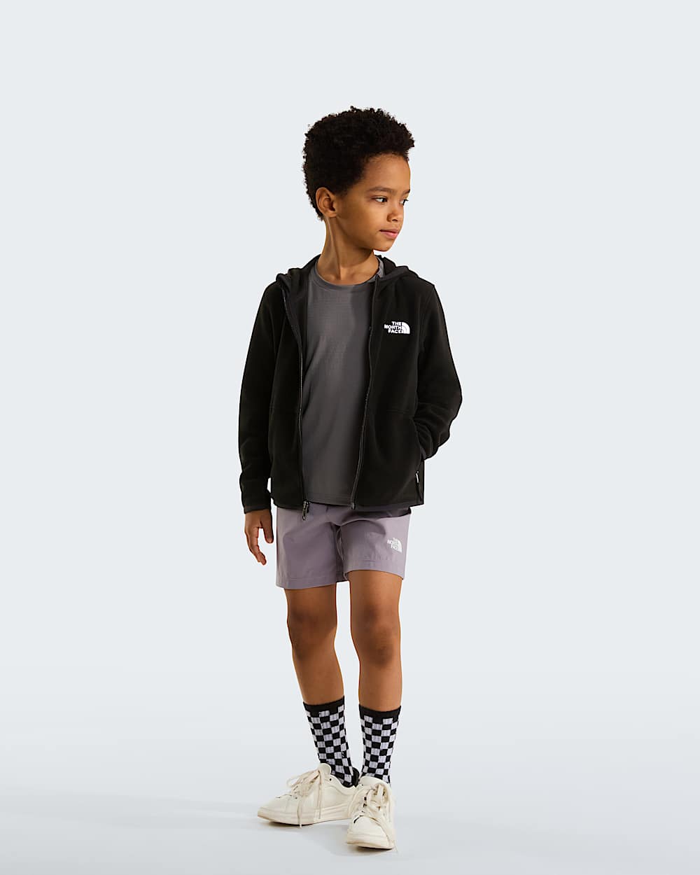 Glacierfleece met capuchon en volledige ritssluiting voor kids TNF ALT1