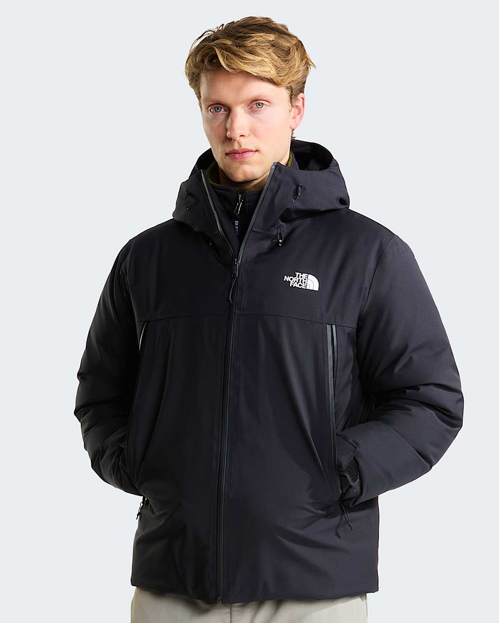 Mens Mountain Range Down Hooded Jacket TNF HERO