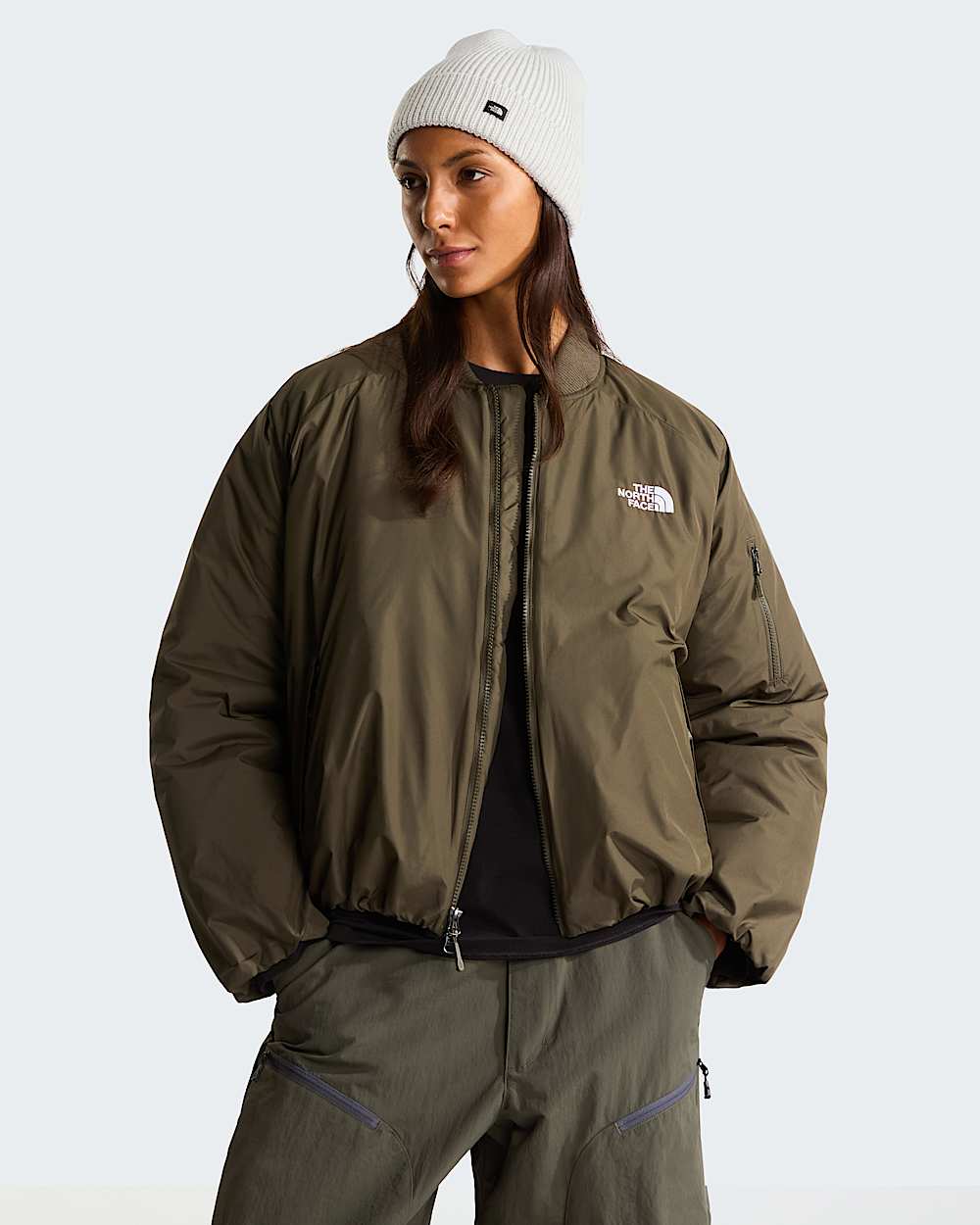 Womens Choqa Bomber Jacket TNF New Taupe Green ALT4