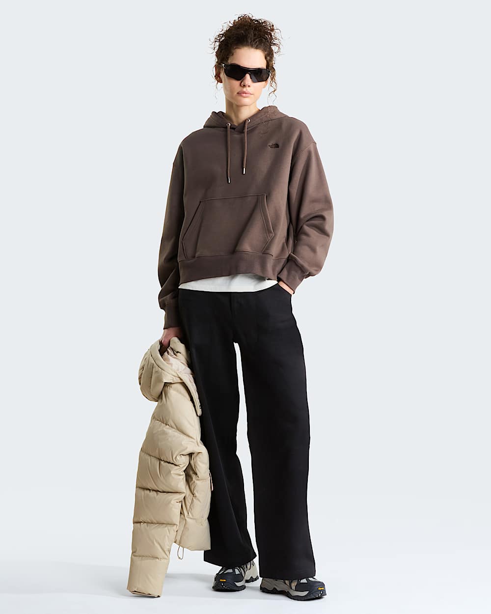 Womens TNF Essential Simple Dome Boxy Oversized Hoodie TNF ALT1