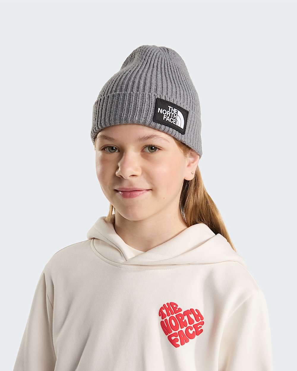 Bonnet  revers et logo carr TNF pour enfant TNF TNF Medium Grey Heather ALT1