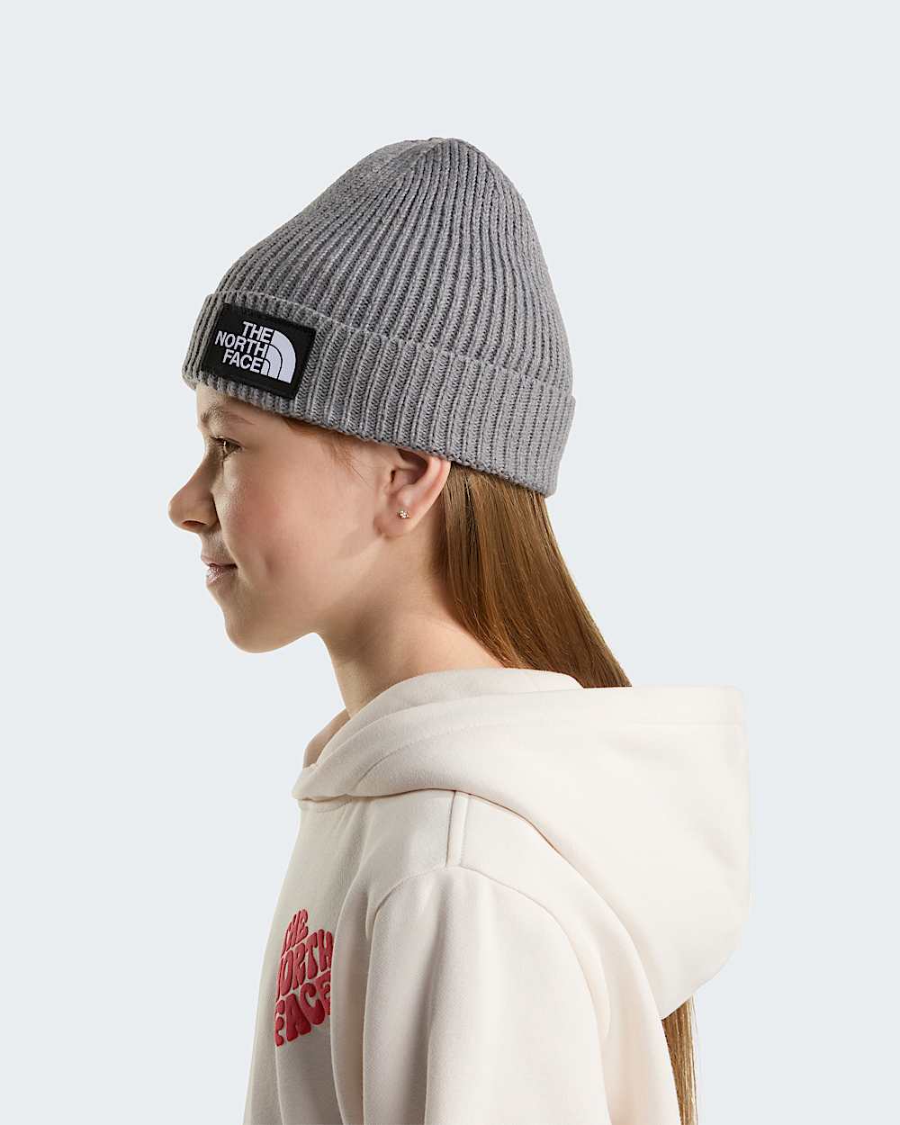 Bonnet  revers et logo carr TNF pour enfant TNF TNF Medium Grey Heather ALT3