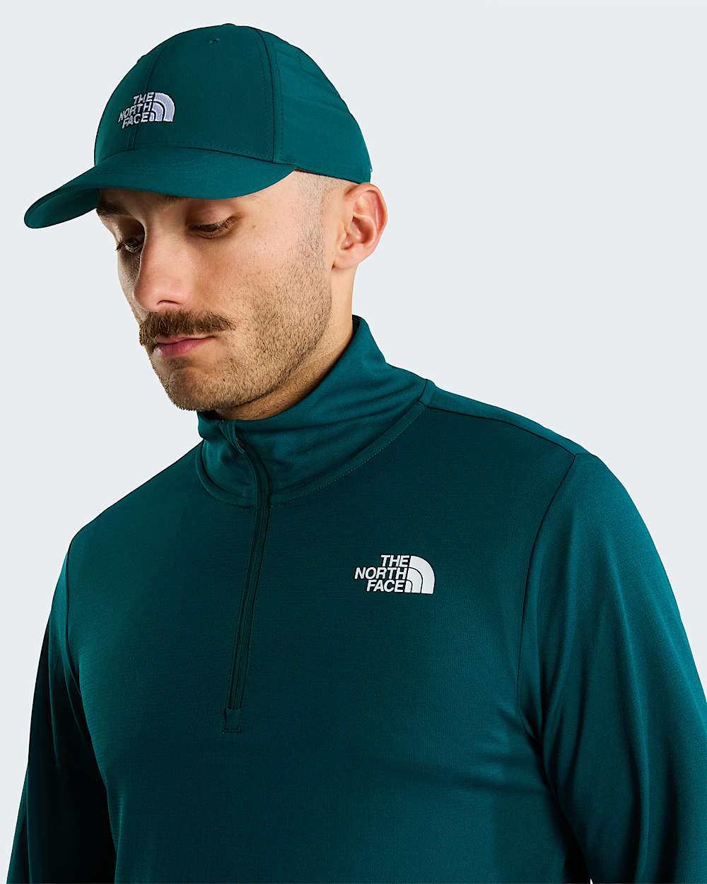 Mens 247 14 Zip LongSleeve TShirt TNF Pacific Teal ALT4