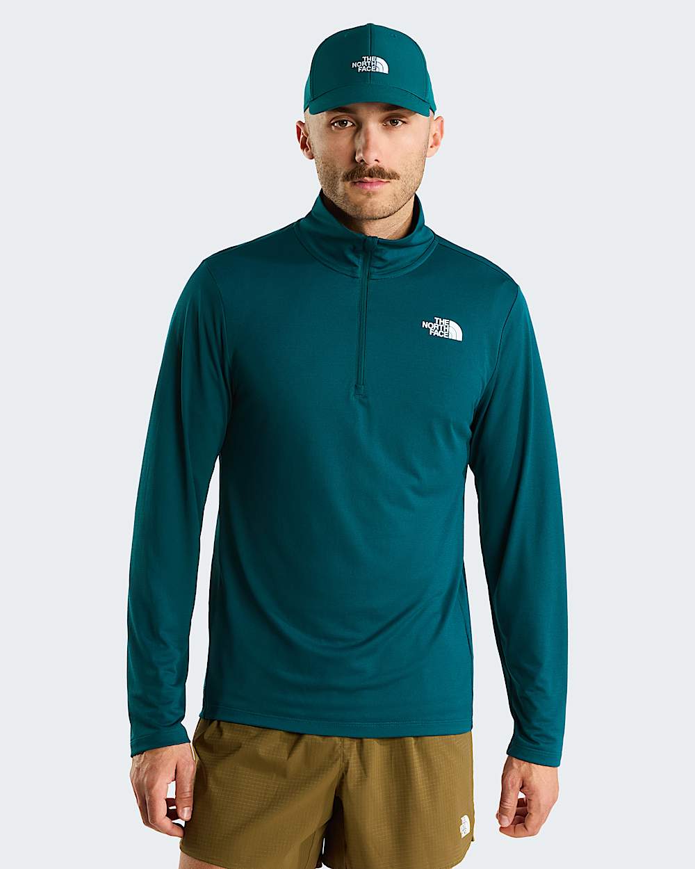 Mens 247 14 Zip LongSleeve TShirt TNF Pacific Teal HERO