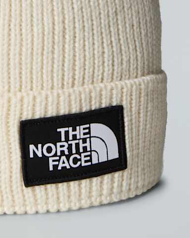 Berretto con pompon e riquadro con logo TNF TNF White Dune ALT2