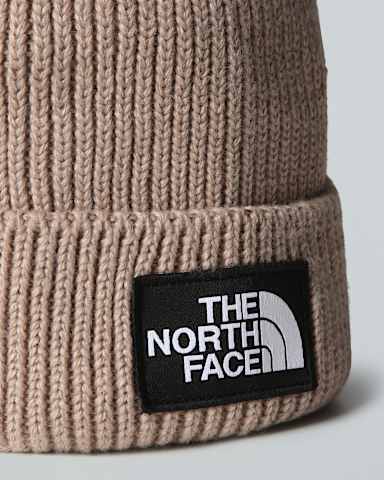 TNF Logo Boxbeanie met boord TNF Mushroom Grey ALT2