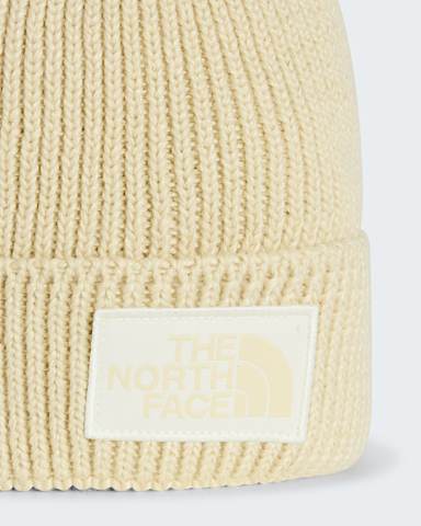 TNF Logo Box Cuffed Beanie TNF Gravel HeatherWhite Dune ALT2