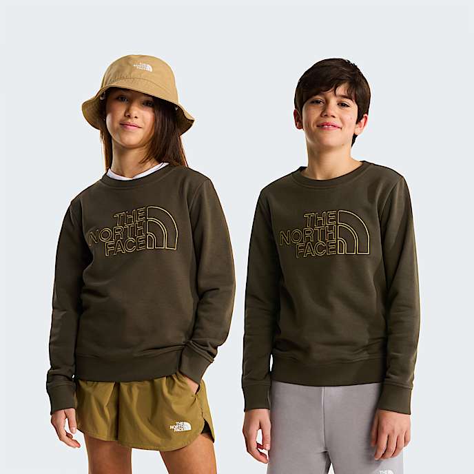 Drew Peak Crew Neck Sweatshirt Junior TNF New Taupe Green HERO
