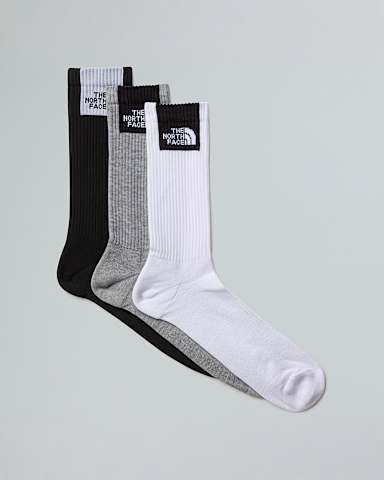 Multi Sport Fine Box Cushioned Crew Socks TNF TNF WhiteTNF BlackMonument Grey HERO