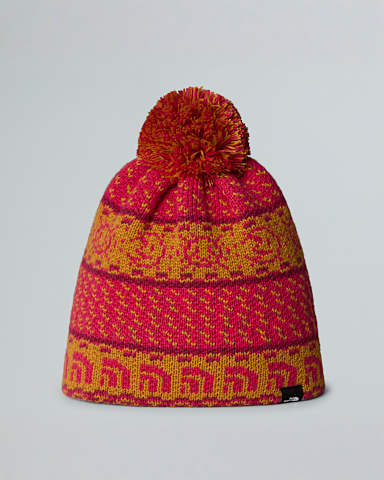 Kids Cabin Ski Tuke Beanie TNF Citrine Yellow Jacquard HERO