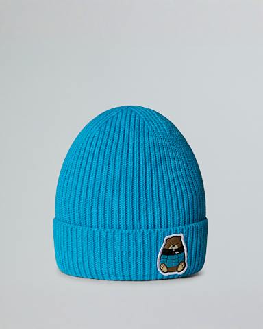 Kids TNF Logo Box Cuffed Beanie TNF Meridian BlueNuptse Bear Patch HERO