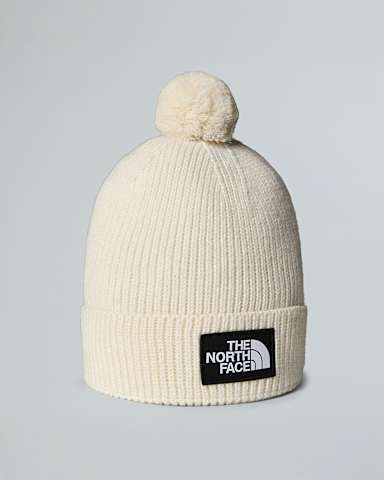 Berretto con pompon e riquadro con logo TNF TNF White Dune HERO