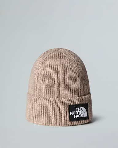 TNF Logo Boxbeanie met boord TNF Mushroom Grey HERO