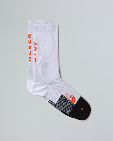 Never Stop Trail Run Crew Socks TNF TNF WhiteAcrylic Orange HERO