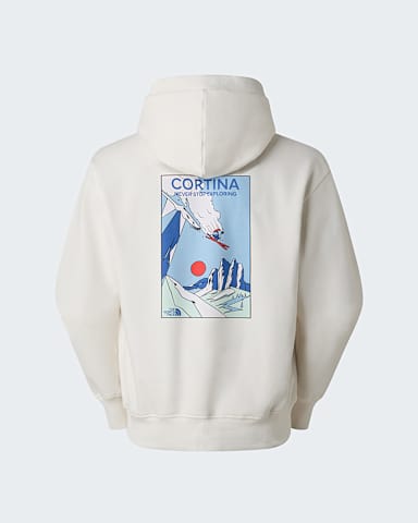 Sudadera holgada con capucha y estampado grfico Mountain Celebration unisex TNF White Dune HERO