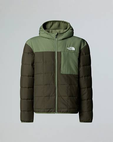 Boys Reversible Shasta FullZip Hooded Jacket TNF New Taupe GreenBark Mist hero