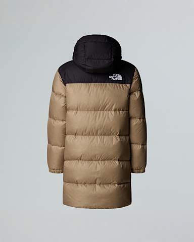 Lang Nuptse parka til unge TNF Mushroom Grey ALT1