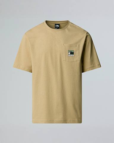 Mens Mountain Logo Relaxed Pocket TShirt TNF Khaki Stone HERO