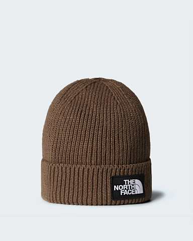 TNF Logo Box Cuffed Beanie TNF Smokey Brown HERO