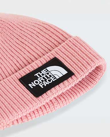 Kids TNF Logo Box Cuffed Beanie TNF Primrose ALT2