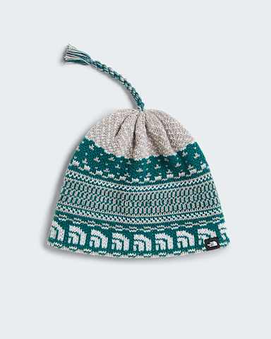 Bonnet Cabin Ski Tuke TNF Pacific Teal JacquardTassel hero