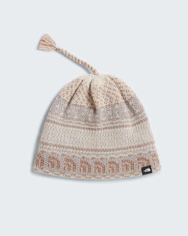 Cabin Ski Tuke Beanie TNF Stone Slab JacquardTassel hero