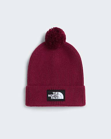 TNF Logo Box Beanie mit Bommel TNF Burgundy Crush HERO