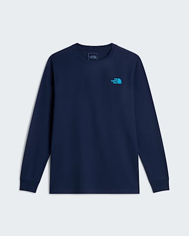 Tshirt standard manches longues Mountain Sketch Graphic pour homme TNF Summit Navy hero