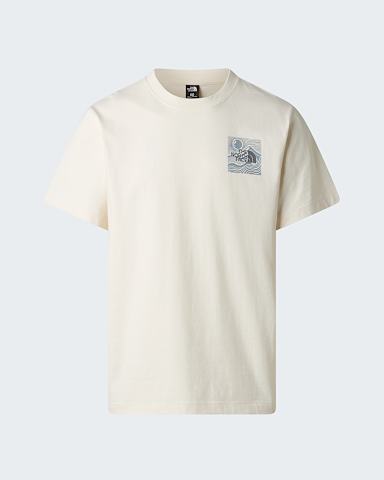 Unisex Mountain Escape Relaxed Graphic TShirt TNF White Dune hero