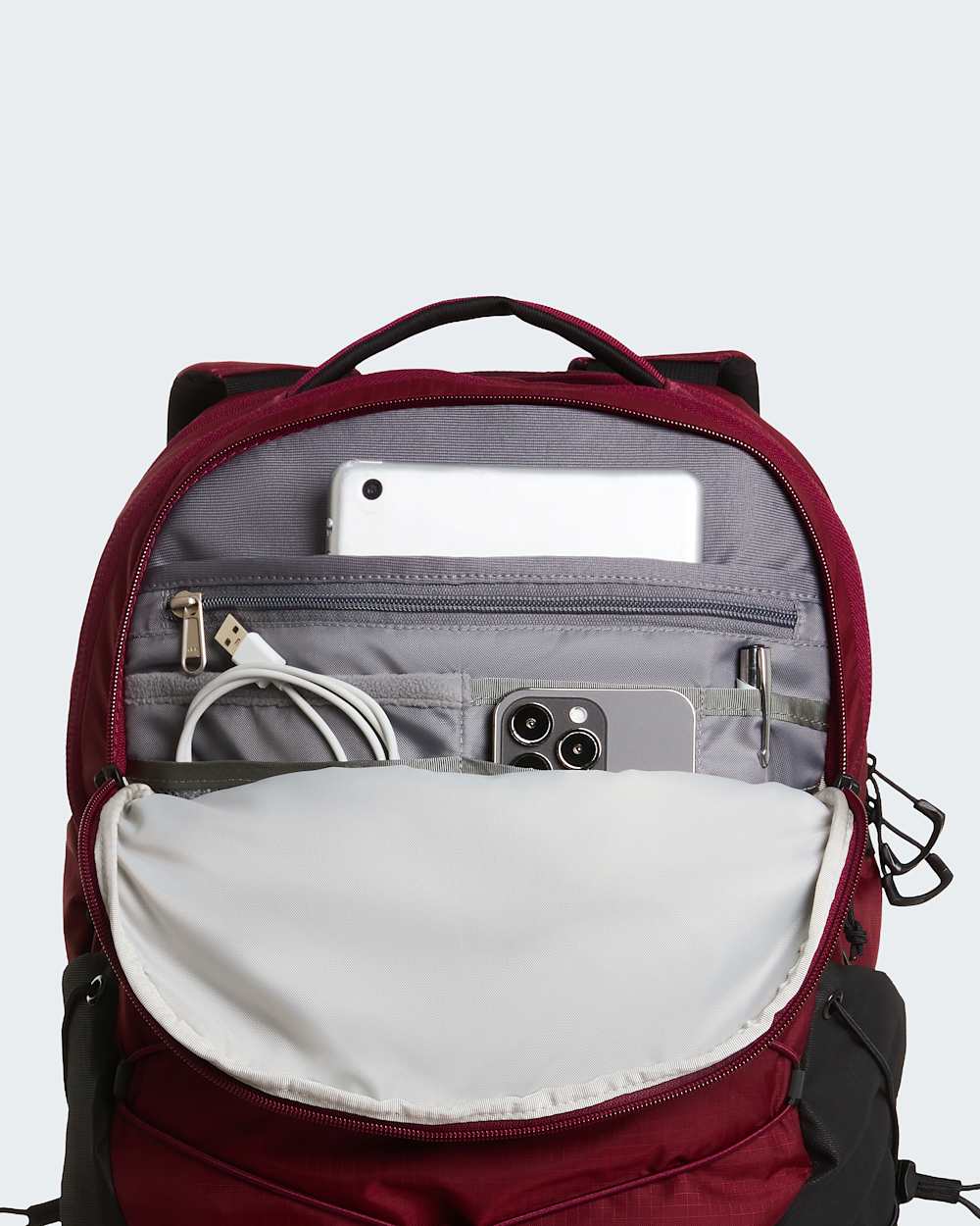 north face borealis backpack tnf red The – Saint Bernard A webbing hip belt keeps the pack in place Borealis – Trail Creek Outfitters