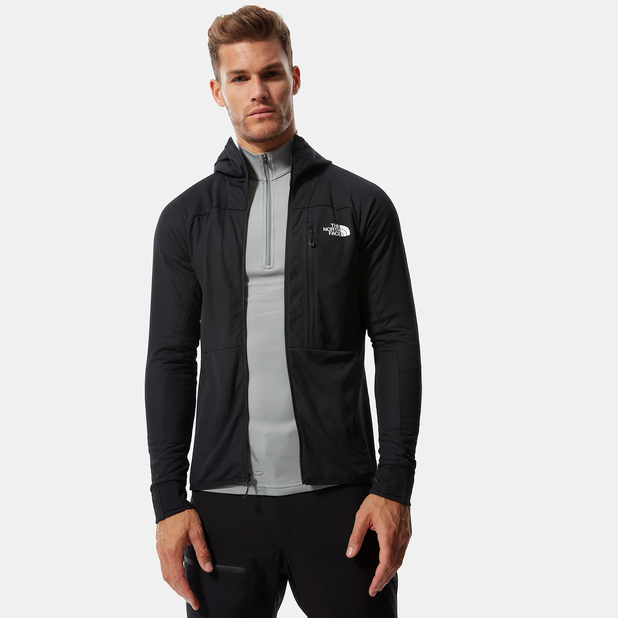 Mens Summit Series L2 Hooded Fleece TNF ALT3