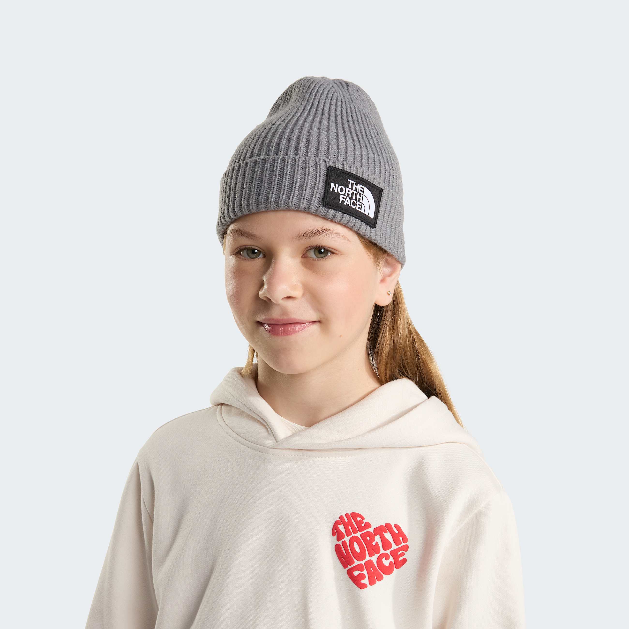 TNF Logo Box Beanie mit Umschlag fr Kinder TNF TNF Medium Grey Heather ALT1