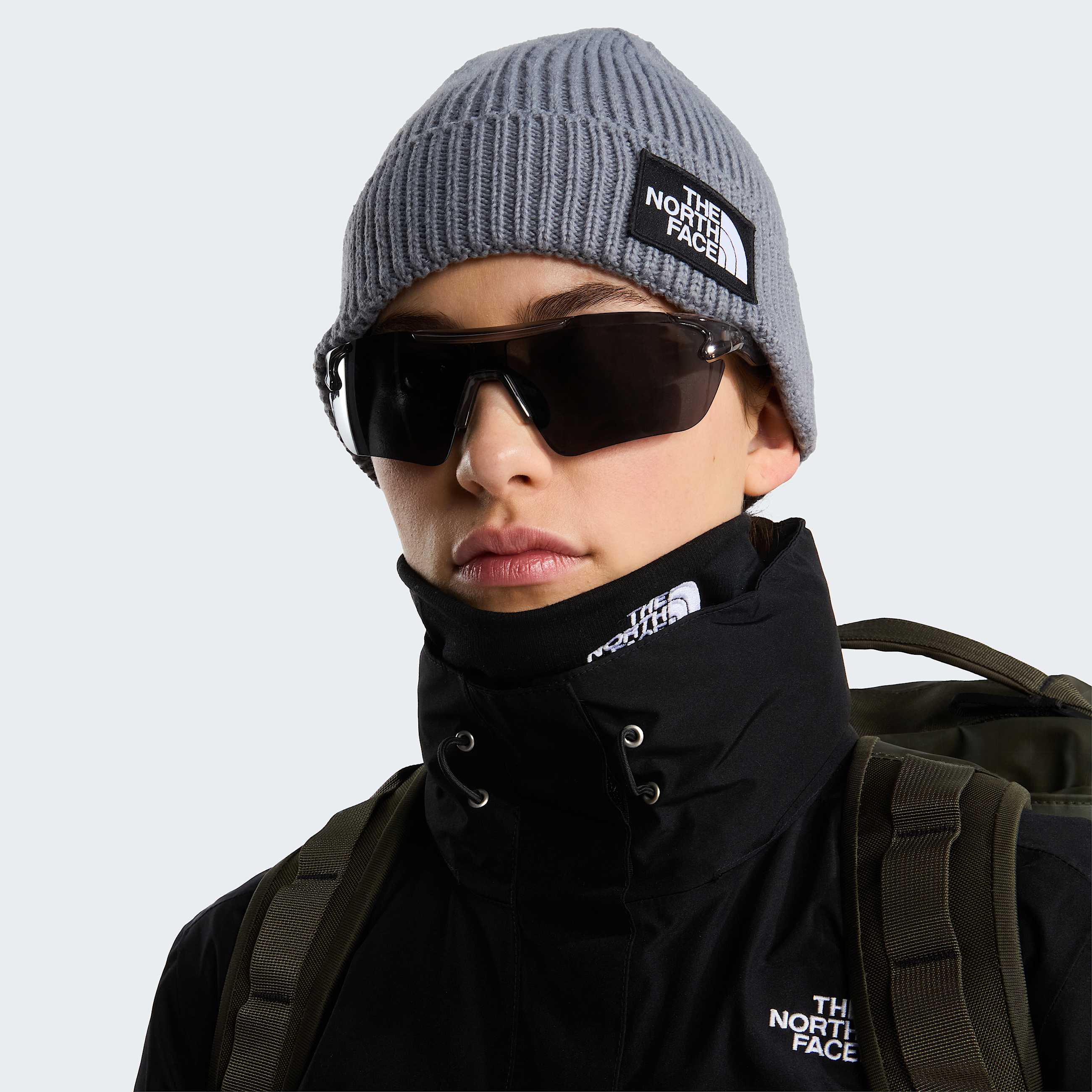 TNF Logo Box Beanie mit Umschlag TNF TNF Medium Grey Heather ALT1