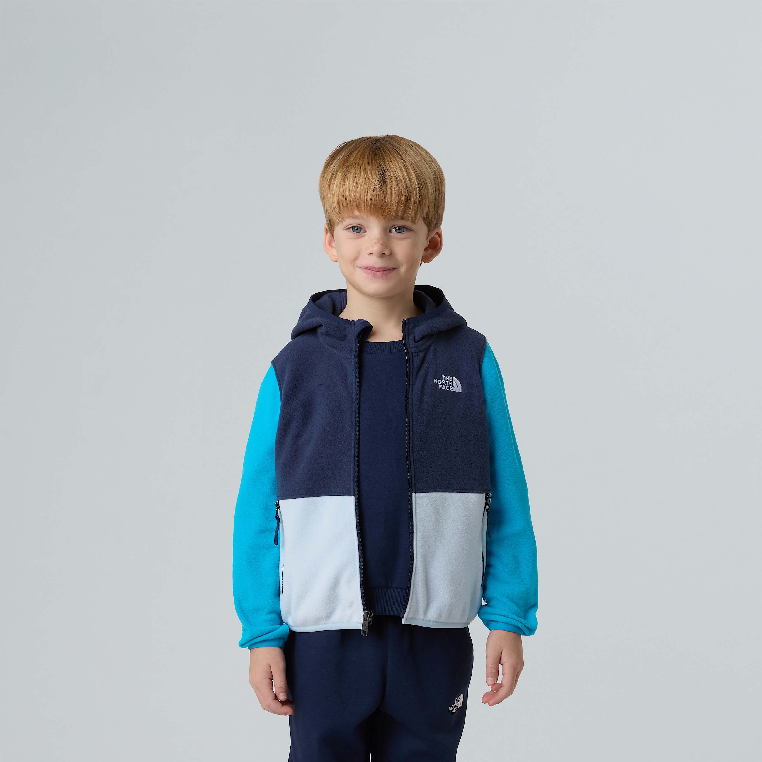 Pile con cappuccio e cerniera integrale Glacier da bambini TNF ALT3