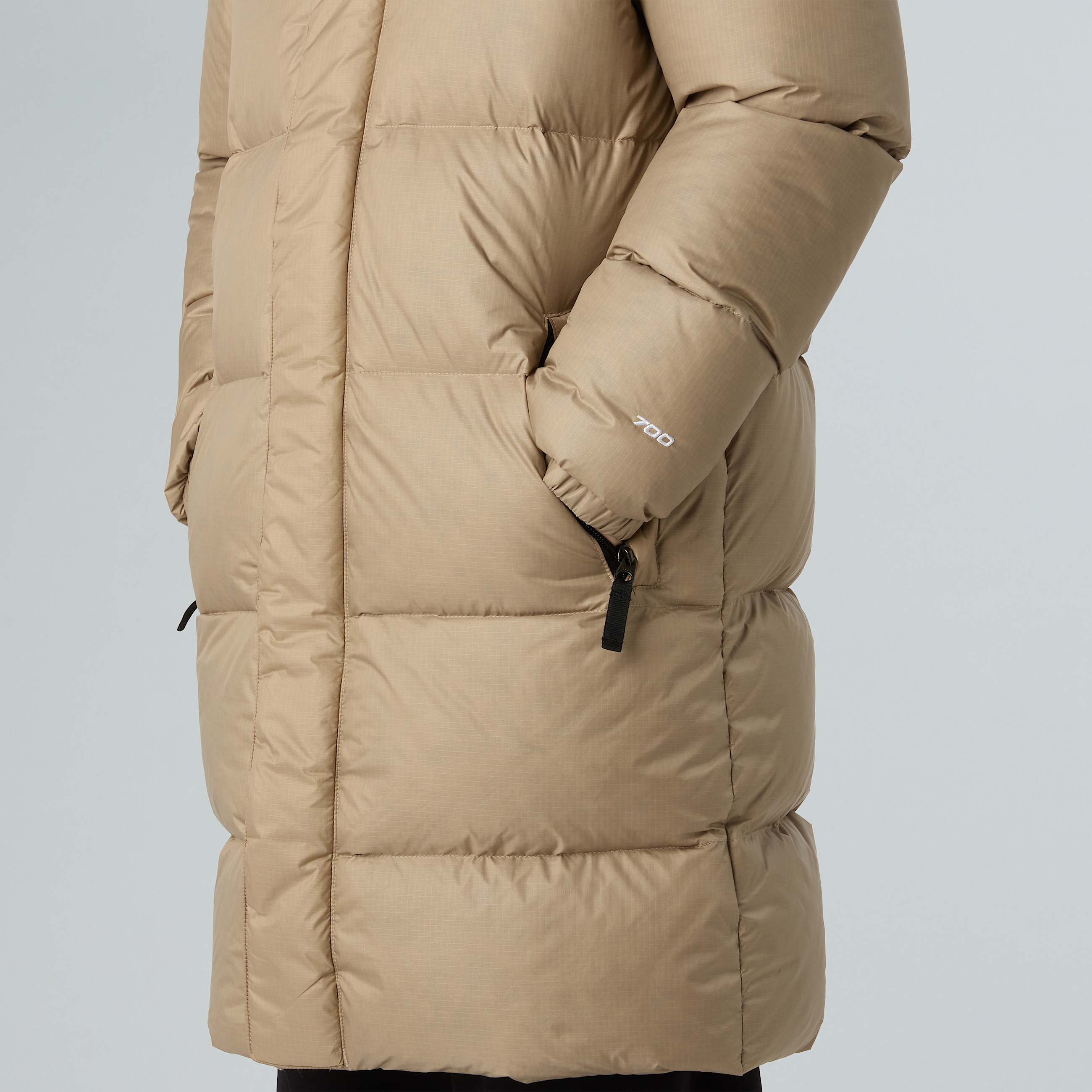 Modzieowa duga parka Nuptse TNF Mushroom Grey ALT9