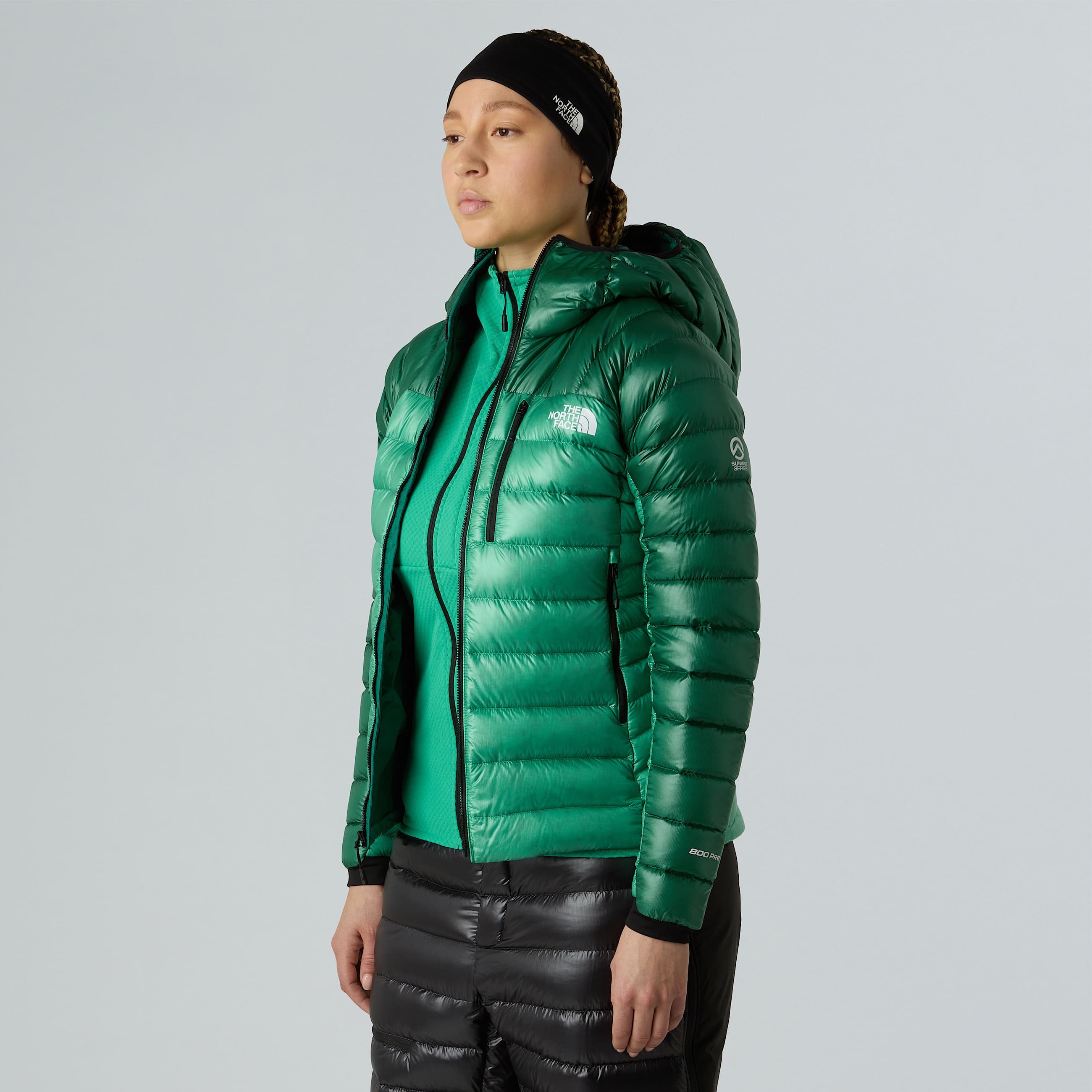Womens Summit Breithorn Hooded Down Jacket TNF Nebula GreenEvergreen ALT3