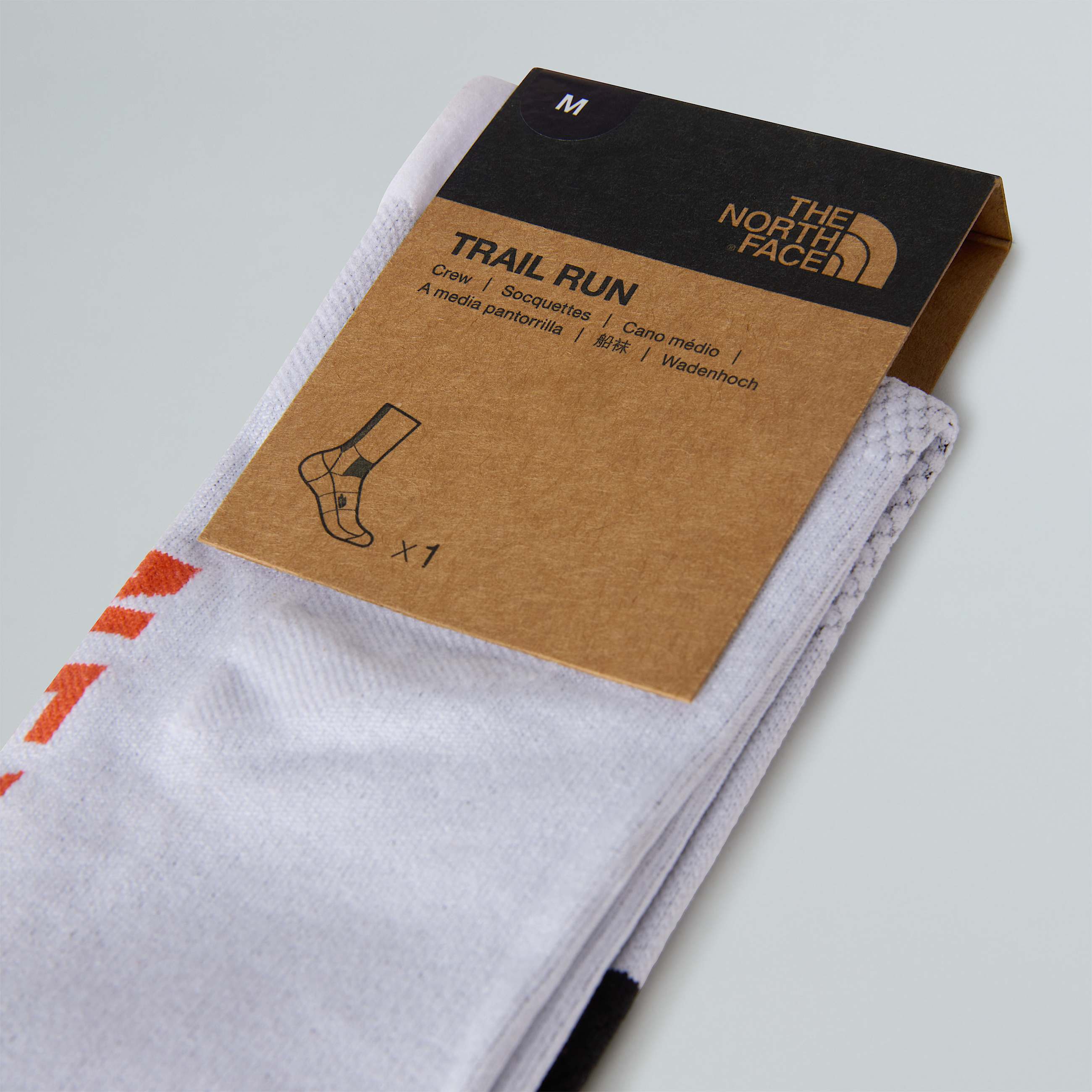 Never Stop Trail Run Crew Socks TNF TNF WhiteAcrylic Orange ALT3