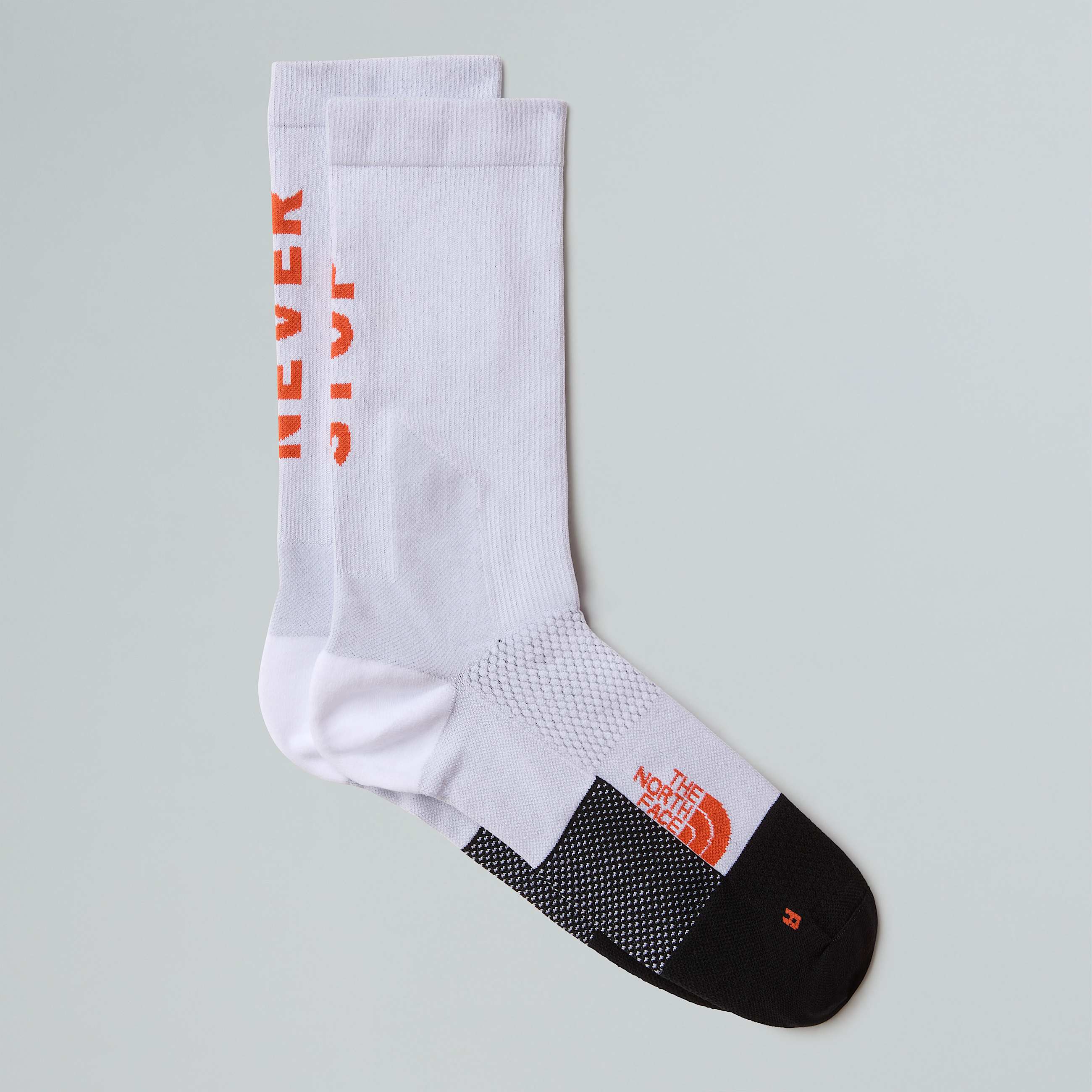 Never Stop Trail Run Crew Socks TNF TNF WhiteAcrylic Orange HERO