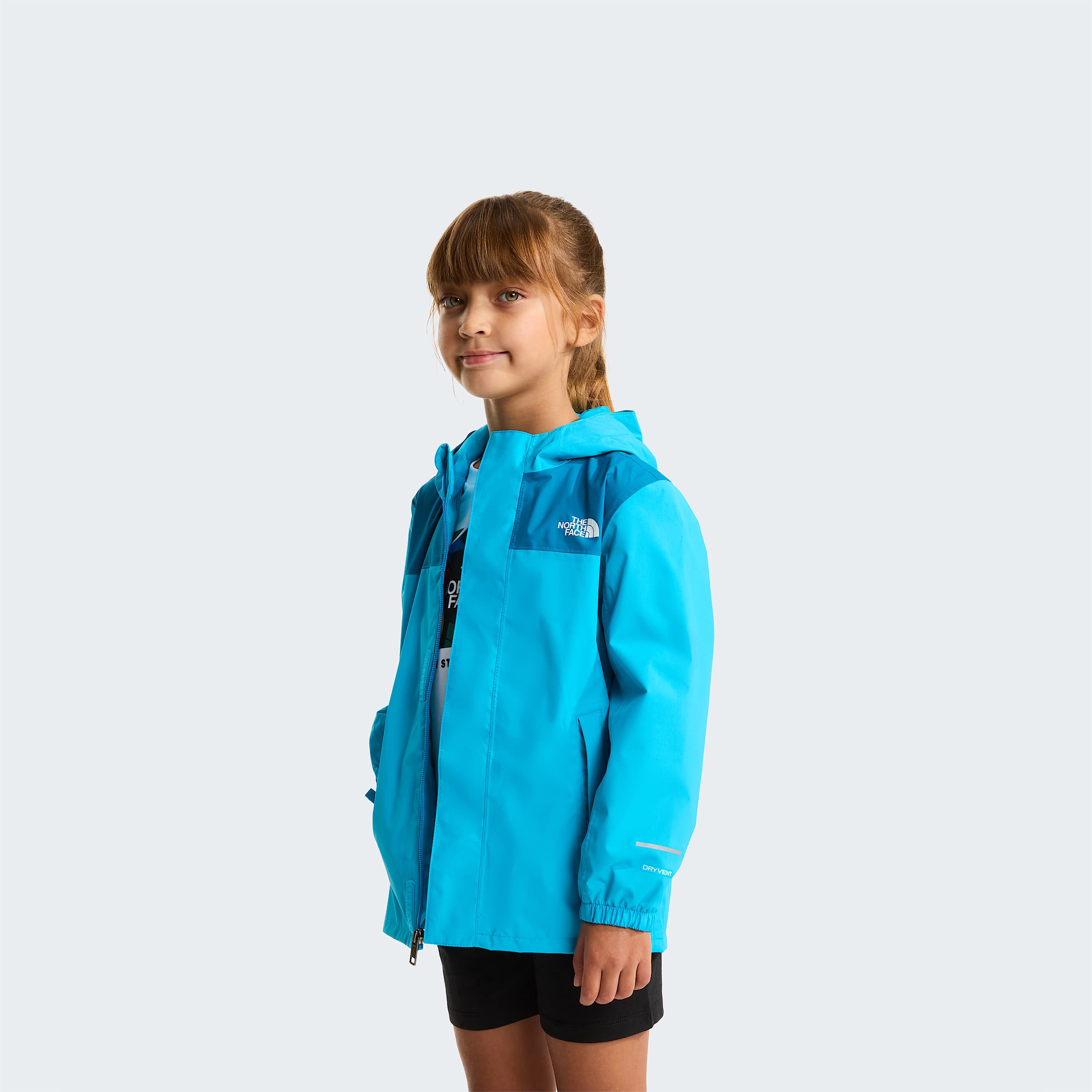 Kids Antora Rain Jacket TNF Meridian BlueDusk Blue ALT14