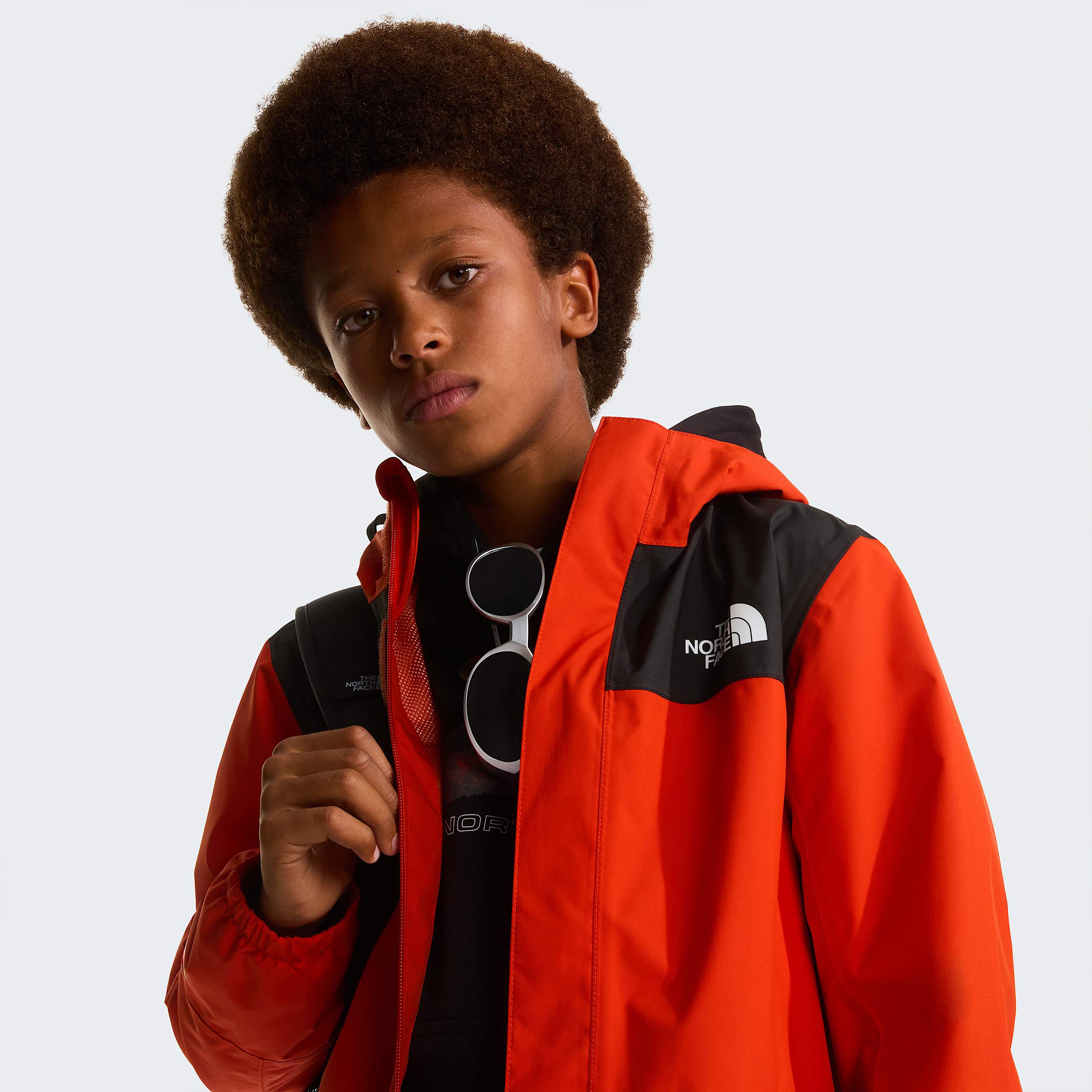 Boys Antora Rain Jacket TNF Lava Red ALT10