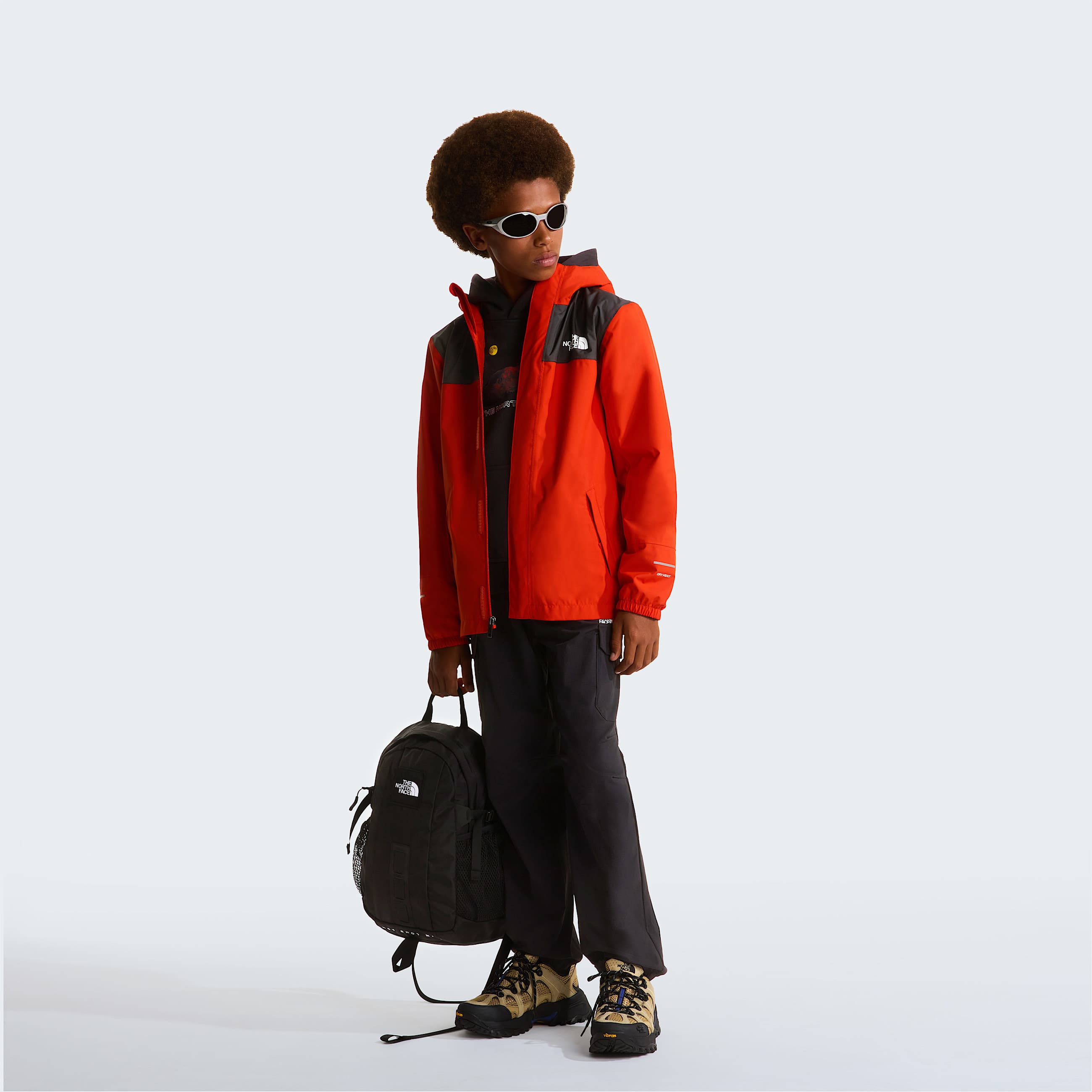 Boys Antora Rain Jacket TNF Lava Red ALT1